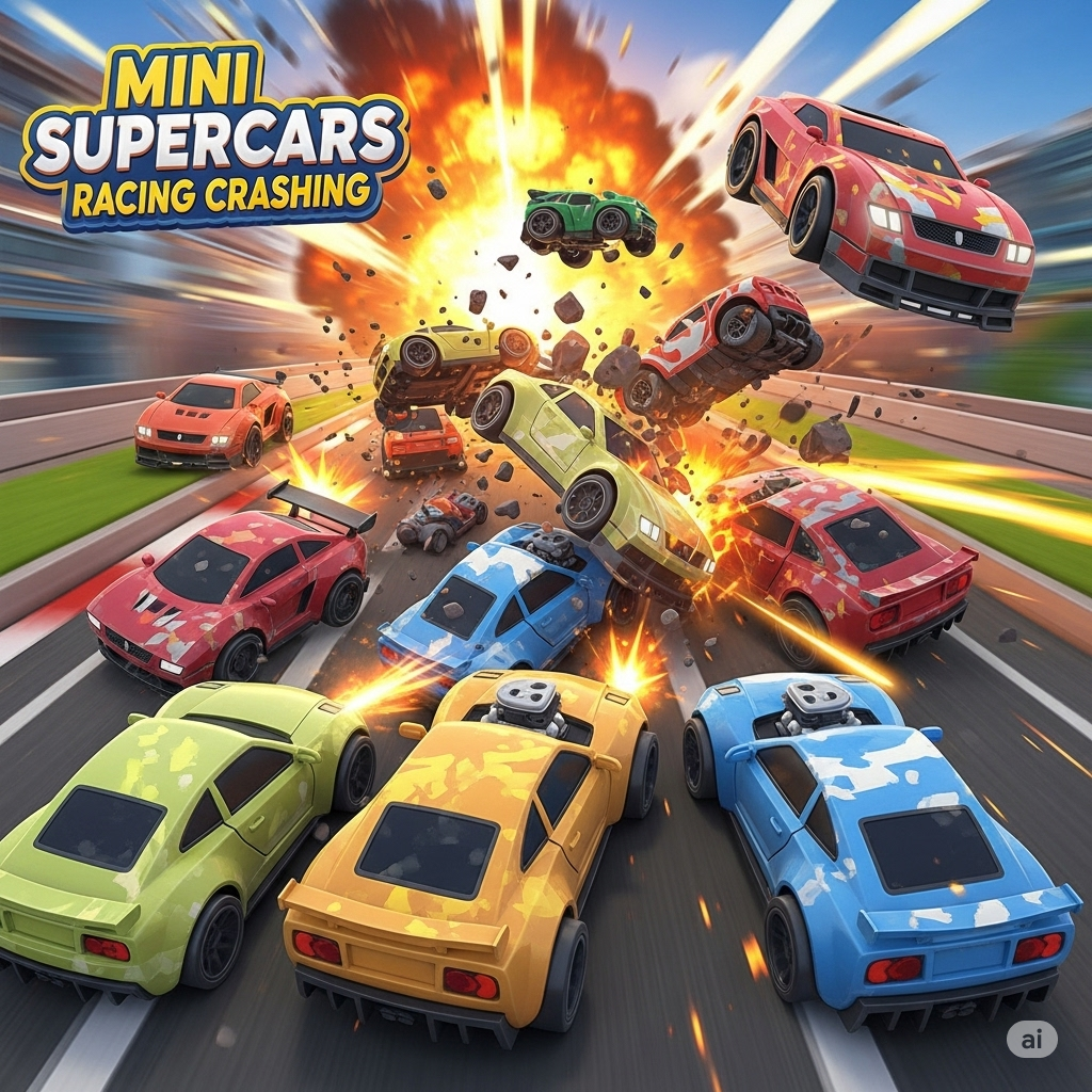 Mini SuperCars Racing Crashing